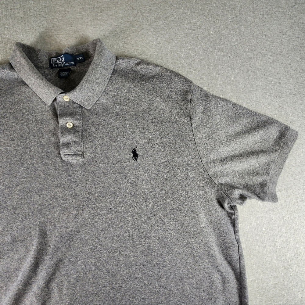 Polo Ralph Lauren Mens 2XL Gray Short Sleeve Cotton Polo‎ Shirt Heathered Pony
